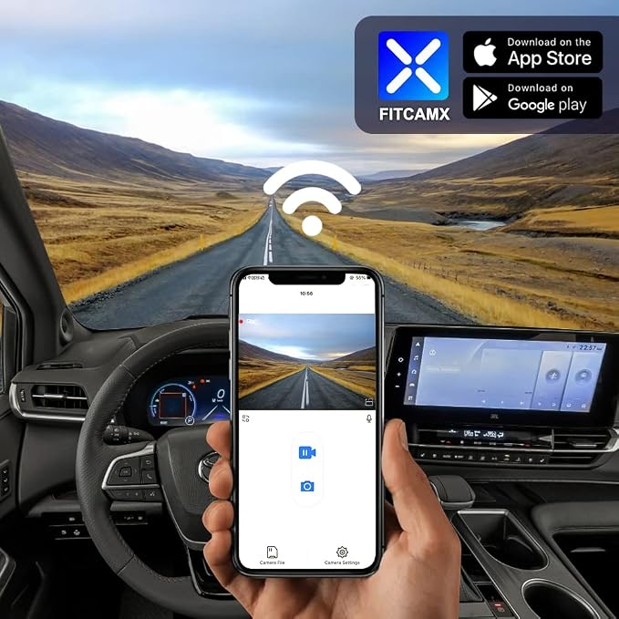 Fitcamx 4K Dash Cam Suitable for Toyota Sienna 2021-2026 LE Limited XLE Platinum XSE (XL40), OEM Factory Look, 2160P UHD Video, Loop Recording, WiFi & APP, G-Sensor, Easy to Install, 64GB Card