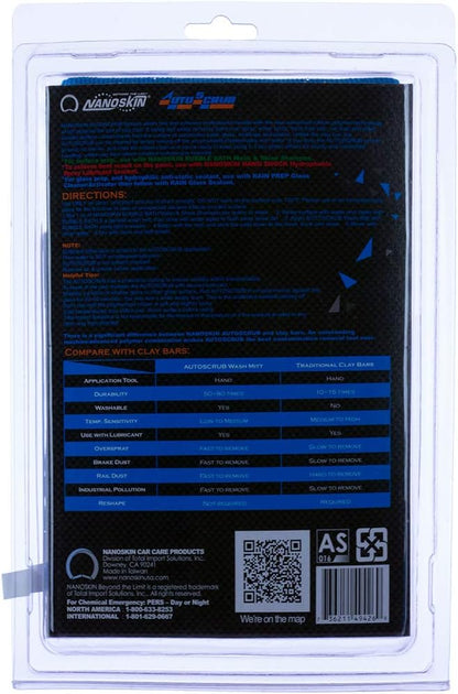 Nanoskin AUTOSCRUB Fine Grade Wash Mitt,Weft Knitted Microfiber [AS-016] Blue, 6" x 8.7"
