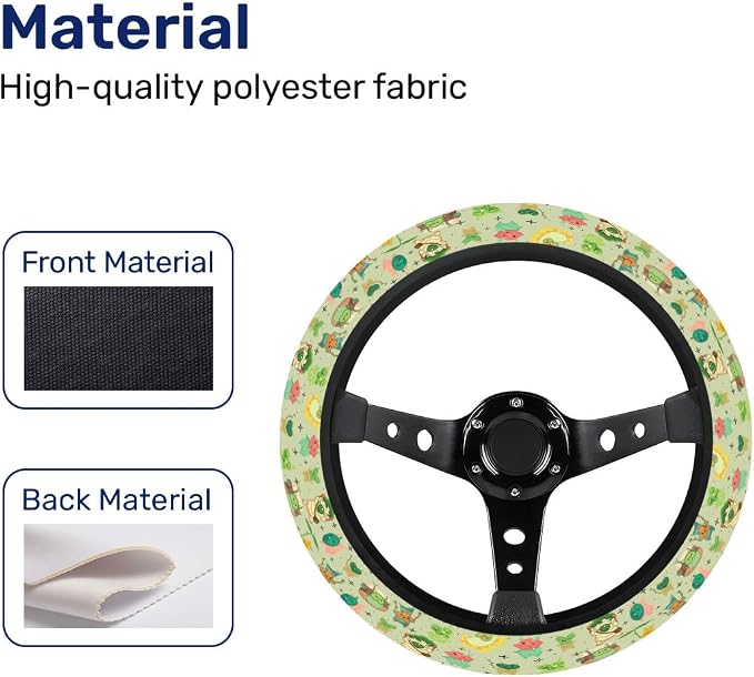 GENANY Leaf Mask Spirits Steering Wheel Cover, Non Slip Polyester Car Wheel Protector for Car SUV Truck, Universal 15 Inch