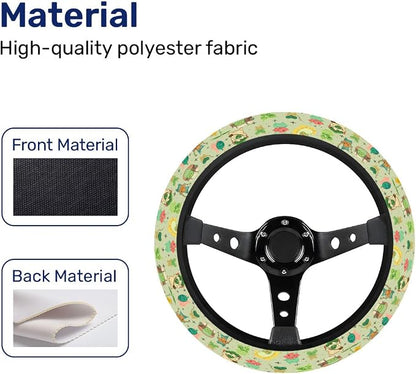 GENANY Leaf Mask Spirits Steering Wheel Cover, Non Slip Polyester Car Wheel Protector for Car SUV Truck, Universal 15 Inch