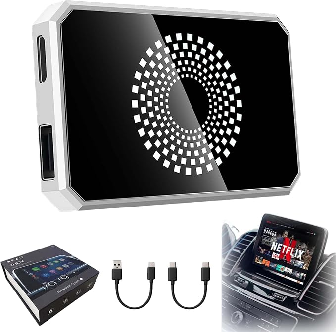 2026 New 3 in 1 Magic Box Carplay, Wireless CarPlay Adapter Magic Video Box with USB Drive, Wireless Carplays Adapter Netflix for Wired CarPlays & Android Auto Cars (Silver 4+32G)