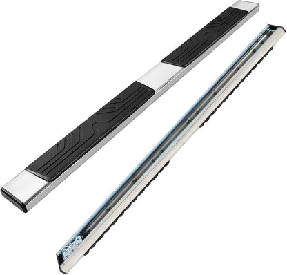 PZ 6.5" Rustproof Running Boards Side Steps Compatible with Chevy Silverado/GMC Sierra 1500 Double Cab 2019-2025, 2020-2025 2500HD 3500HD，500LBS Anti-slip Stainless Steel No Drill Truck Running Boards