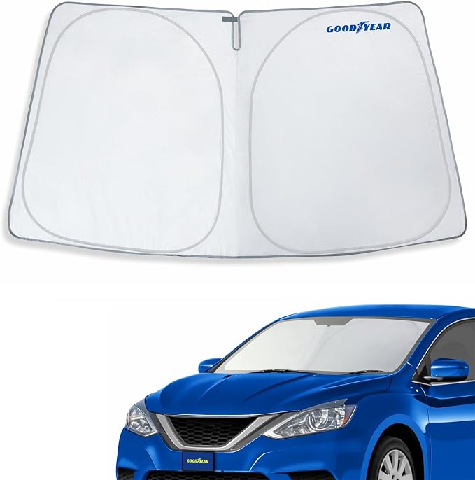 Goodyear Foldable Windshield Sunshade for Nissan Sentra 2013-2019, Car Accessories, Sunshade Cover, Sun Shade Car Windshield, Window Sun Blocker - GY008278
