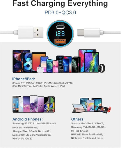 [Pure Copper] USB C Car Charger, SUPERONE 45W Dual USB Car Charger Adapter with 27W/20W PD Port, Fast QC3.0 LED Voltmeter for iPhone 17 16 15 14 Max/Pro/Plus/Mini, Pixel 9/8/7, Samsung S25/S24 More