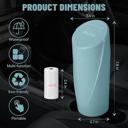 Car Trash Bin with Lid-2 Packs Garbage Can Cup Holder-Dark Green Mini Leakproof Vehicle Trash Bin with 40pcs Trash Bags-Car Organizers and Storage for Front Back Seat Accessories