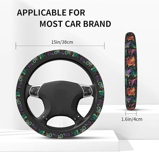 Dragon Steering Wheel Covers Non Slip Neoprene Universal 15 Inch Steering Wheel Protector Car Cover for Men Women