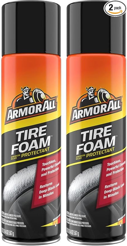 Armor All Tire Foam, Tire Cleaner Spray for Cars, Trucks, Motorcycles, 20 Oz Each, 1.25 Pound (Pack of 2)