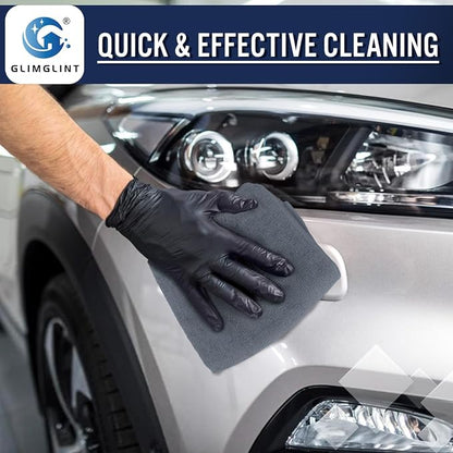 GLIMGLINT Grey Microfiber Cleaning Cloth,12PK Reusable Cleaning Rags, Highly Absorbent Shop Rags Bulk, All-Purpose Car Cleaning Towels for TV Screen, Kitchen, Bathroom, Restaurant Garage, 14"X12"