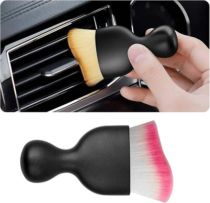 Blilo Car Interior Detailing Brush, Auto Soft Hair Cleaning Brushes, Curved Dirt Dust Collectors, Removal Tool for Dashboard Air Conditioner Vents Leather, Scratch Free (White/Red/1PCS)