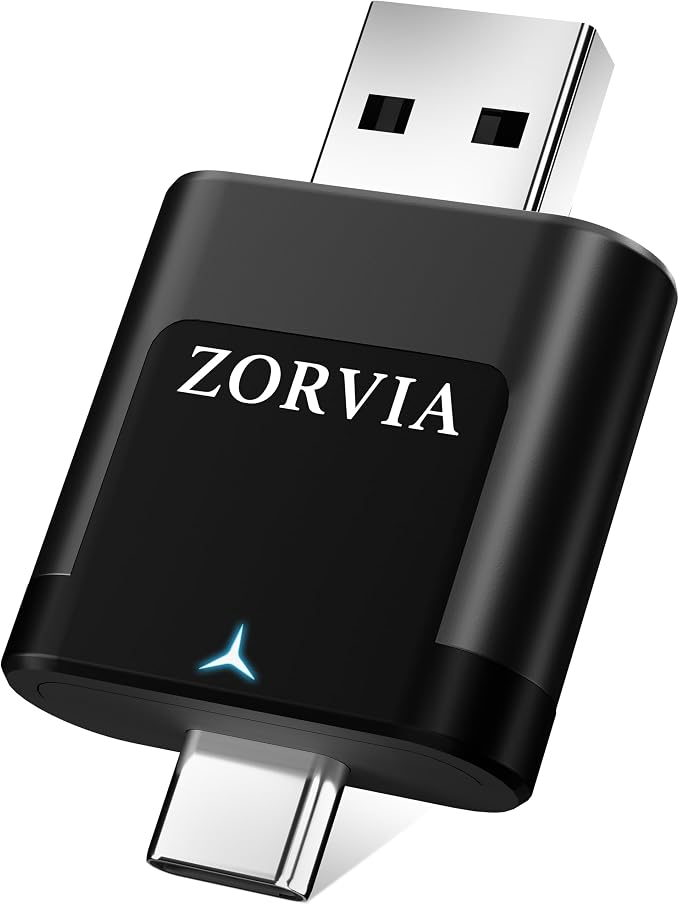 ZORVIA Wireless CarPlay Adapter for iPhone & Android Auto 2026 Upgraded - Convert Wired CarPlay to Wireless, Fast Auto Reconnect, Plug and Play, USB-C & USB-A (Black)