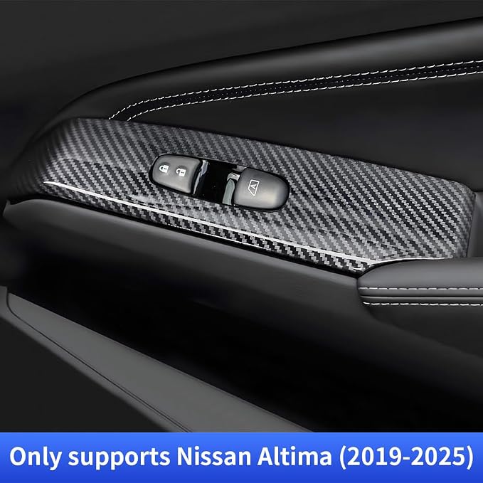 Car Door Power Window Lift Switch Protection Decor Panel for Nissan Altima 2019 2020 2021 2022 2023 2024 2025 2026 Auto Interior Accessories Armrest Side Pull Handle Trim Cover Carbon Fiber Style Kit