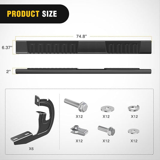 Nilight Running Boards for Ford F-150 2004-2014 Extended Super Cab 6 Inch Side Step Nerf Bars Stainless Steel Black