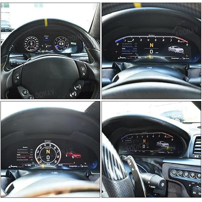 12.3 Inch Car Digital Cluster Gauge for Maserati GT/GC GranTurismo 2007-2017 Variant Virtual Cockpit Entertainment Dashboard Speedometer QLED Meter Screen Matt-Black Color
