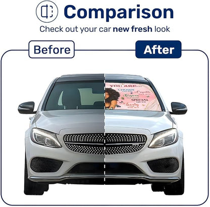 GENANY God says Windshield Sun Shade for Car SUV Truck (64x32 Inches), Automobile Sunshade, Protector Blocks UV, Car Decor