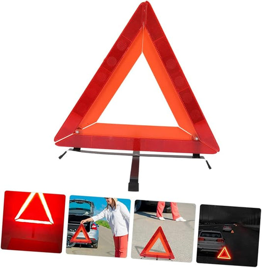 ULTECHNOVO Car Essentials Road Safety Warning Sign Reflective Triangle Sturdy Plastic Quick Use Folding Roadside Triangle