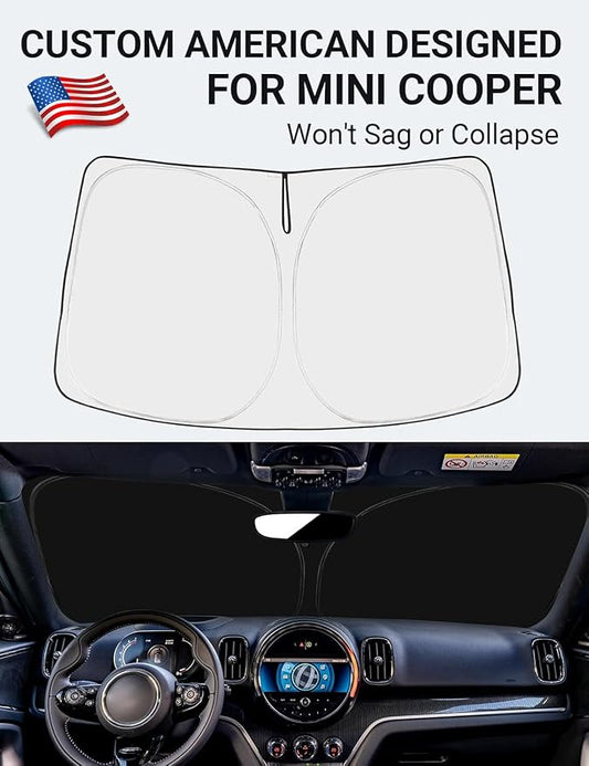 Proadsy 2026 Upgrade Front Windshield Sun Shade Foldable Sunshade Protector Custom Fit 2015-2024 Mini Cooper Cooper S Hardtop 4 Door Accessories