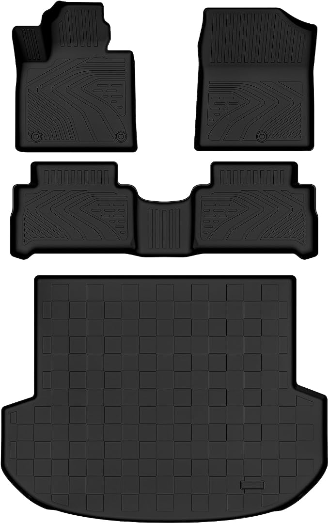 Auxko All Weather Floor Mats Cargo Mat Fit for Hyundai Santa FE 2021-2023 (Gas Only) TPE Liners Accessories All Season Guard Odorless Anti-Slip Floor Mats Trunk Mat for Hyundai Santa FE Black