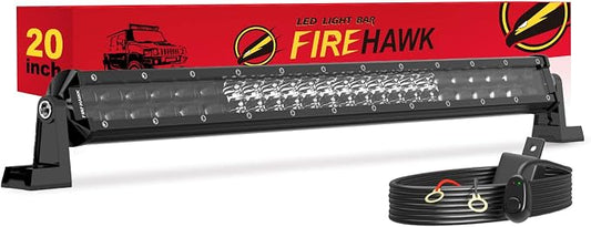 Firehawk LED Light Bar 20 Inch 50,000LM, 2026 New Japanese L-A-B Chips, Spot Flood Combo Beam, Driving Off Road Fog Work for Truck Pickup ATV UTV SUV Cart IP68 Waterproof with 12V Wiring Harness kit