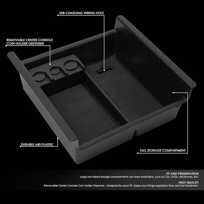 DNA MOTORING Center Console Organizer Tray Compatible with 10-18 4Runner, Armrest Storage Box, ZTL-Y-0021