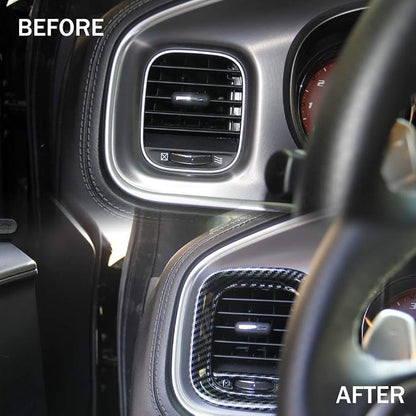 crosselec Carbon Fiber Air Vent Cover AC Outlet Trim kit for Dodge Charger 2015+