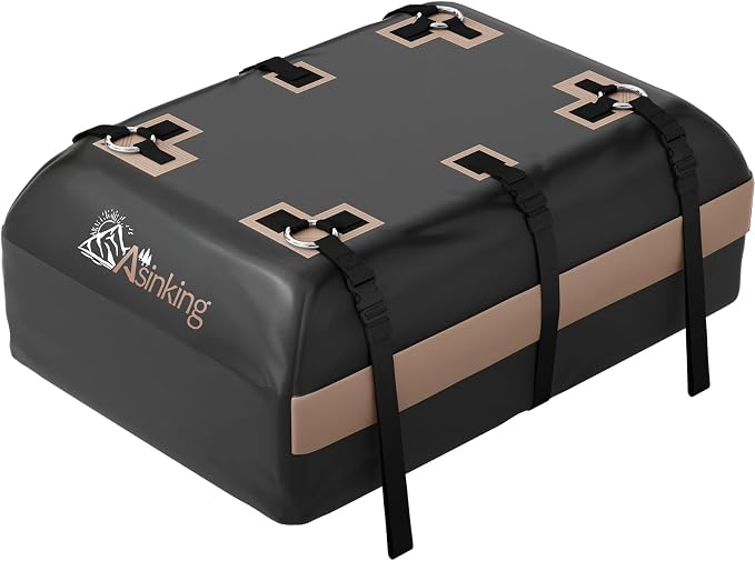 Asinking Car Rooftop Cargo Carrier Bag, 15 Cubic Feet Waterproof Roof Cargo Bag for Sedan SUV Minivan, Fit Vehicles with/Without Roof Rack, Sidebars & Crossbars - Max Size 44" L x34 W x17 H