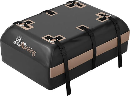 Asinking Car Rooftop Cargo Carrier Bag, 15 Cubic Feet Waterproof Roof Cargo Bag for Sedan SUV Minivan, Fit Vehicles with/Without Roof Rack, Sidebars & Crossbars - Max Size 44" L x34 W x17 H