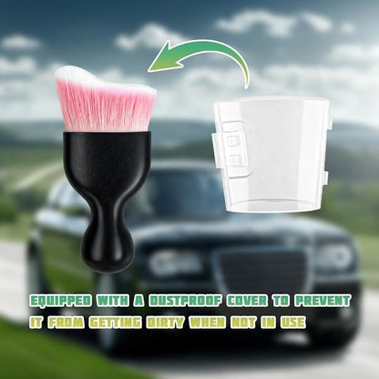 Car Interior Detailing Brush, Curved Soft Bristles Vehicle Removal Dust Collectors, Scratch-Free Automotive Cleaning Tool Accessories, Universal for Truck SUV Sedan (Pink White Bristle)