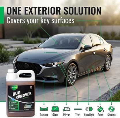 Magic Finish Car Bug Remover Spray (1 Gallon) – Fast-Acting Spray for Road Grime and Organic Residue – Car Cleaning Supplies for Paint Glass Plastic & Chrome