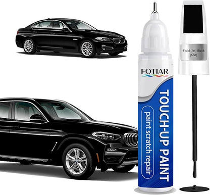 Fluid (Jet) Black 668 Touch up Paint for BMW-Exact Match Scratch Repair Kit 2-In-1 Premium Car Paint Pen for Chips & Nicks