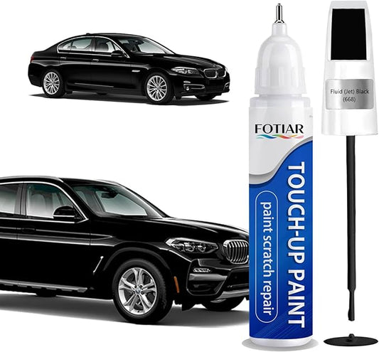 Fluid (Jet) Black 668 Touch up Paint for BMW-Exact Match Scratch Repair Kit 2-In-1 Premium Car Paint Pen for Chips & Nicks