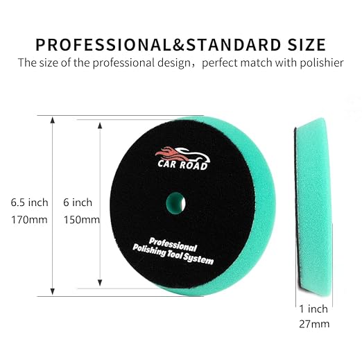 CARROAD 7pc 6.5 Inch Buffing Pads Kit - Heavy Cut to Finishing Foam & Wool Pads for DA/RO Polisher - Removes Scratches, Oxidation & Swirl Marks - 50+ Reusable Cycles