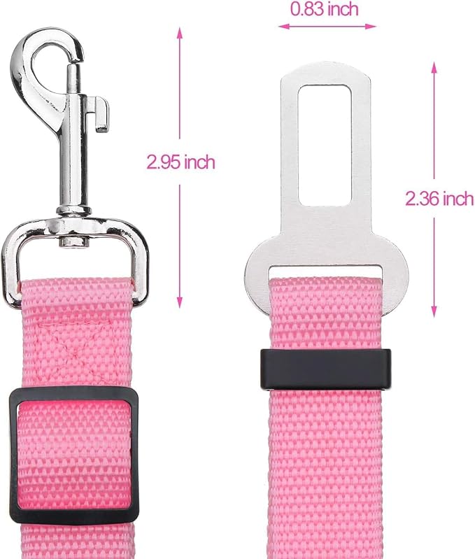 Elisel 2 Packs Adjustable Length Pet Dog Cat car seat Belt Pet seat Belt Pet Accessories for Dogs Cats and Pets (Blue Pink)