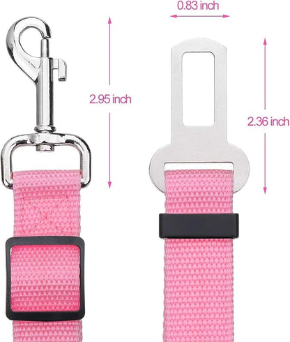 Elisel 2 Packs Adjustable Length Pet Dog Cat car seat Belt Pet seat Belt Pet Accessories for Dogs Cats and Pets (Blue Pink)