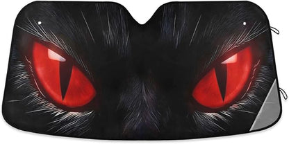 Red Eyes Windshield Sun Shade for Car Auto SUV Truck Foldable Front Window Sunshade Sun Visor Protector Block UV Rays Reflect Heat, 55" x 28"
