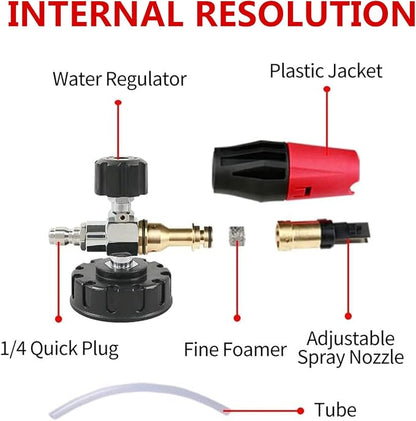 Sooprinse Foam Cannon Kit with Pressure Washer Short Gun, 1 L Snow Foam Lance with 1/4 Inch Quick Connector, Foam Blaster with Pressure Washer Gun,4000 PSI, Black