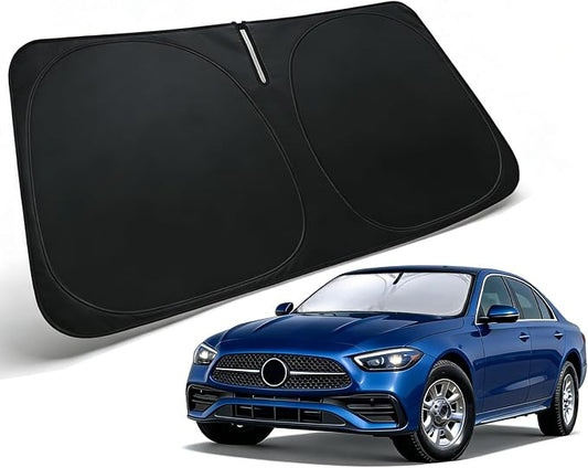 Windshield Sun Shade for 2022-2025 Mercedes-Benz C Class W205 C250 C300 C400 Accessories, Car Front Window Sun Visor & Heat Shield | 240T Sunshade Protection Blocks Heat UV Rays