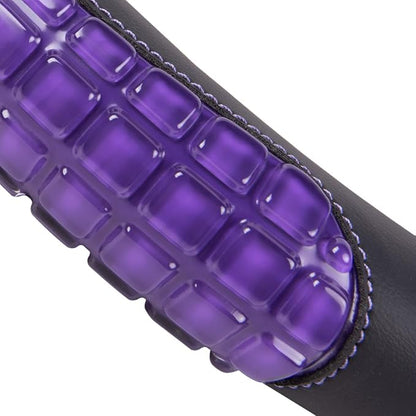 Flying Banner car Steering Wheel Cover Gel Massage Velvet Cool Warm Universal Size 15 inches SUV Truck Anti Slip Odorless Summer Winter (Black Purple, Gel Massage)