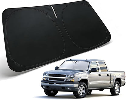 Windshield Sun Shade for 1999-2006 Chevrolet Chevy Silverado/GMC Sierra 1500 2500 3500 2500HD Accessories Car Front Window Sun Visor & Heat Shield | 240T Sunshade Protection Blocks UV Rays