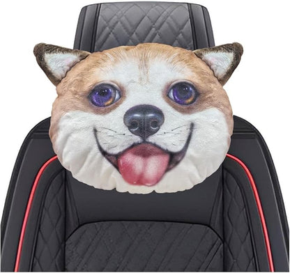 Cute Corgi Dog Car Headrest Pillow- Memory Foam Car Neck Pillow Auto Seat Cushion of Headrests for Pain Pressure Relief- Cartoon Neck Support Cushion with Adjustable Strap for Most Cars (Corgi)