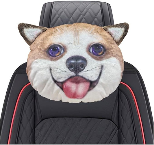 Cute Corgi Dog Car Headrest Pillow- Memory Foam Car Neck Pillow Auto Seat Cushion of Headrests for Pain Pressure Relief- Cartoon Neck Support Cushion with Adjustable Strap for Most Cars (Corgi)