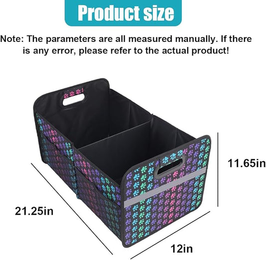 Car Trunk Organizer, Collapsible Multi-Compartment Auto Storage Box with 4 Pockets, Waterproof Oxford Fabric Car Trunk Container Accessories for Sedan SUV Truck (Colorful)