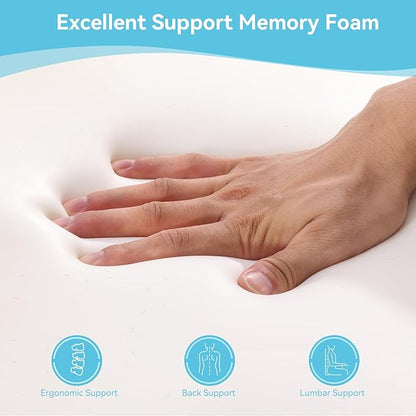 Car Seat Cushion for Driving, Office Chair Cushions with Removable Cover, Non-Slip Sciatica & Lower Back Tailbone Chair Pillow Pad, Memory Foam Seat Cushion for Car Seat Driver Truck Desk Wheelchair