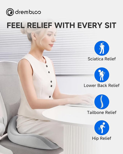 Extra Large Seat Cushion, Premium Memory Foam Office Chair Cushions for Long Sitting Sciatica & Tailbone & Back Pain Relief, Ergonomic Pressure Relief Seat Cushions for Car, Desk Chair