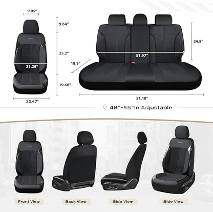 Coverado Seat Cover, Car Seat Cover Rear Seats, 3D Air Mesh Breathable Seat Protectors Sports Carbon Fiber Design Airbag Compatible Comfort Universal for Most Cars, Van,Trucks, SUV, Black