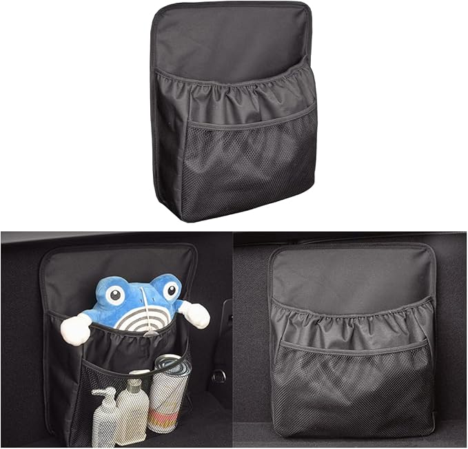 HZEL Car Trunk Organizer, Vehicle Backseat Hanging Storage Bag with Netting Pouch, Multifunctional Automotive Interior Seat Back Box Accessories, Universal for SUV, Sedan, Truck