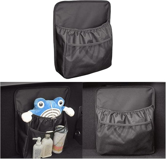 HZEL Car Trunk Organizer, Vehicle Backseat Hanging Storage Bag with Netting Pouch, Multifunctional Automotive Interior Seat Back Box Accessories, Universal for SUV, Sedan, Truck