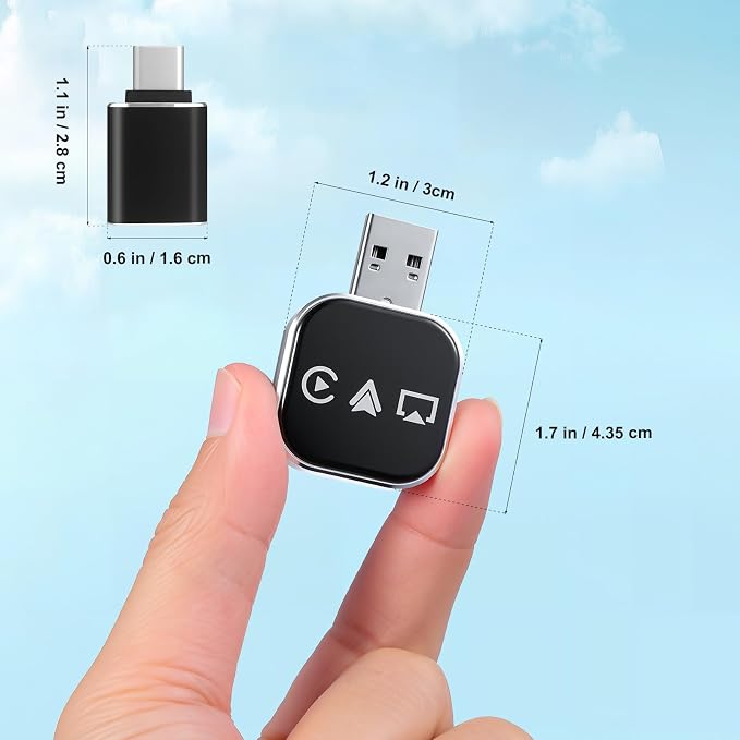 DOITOOL Wireless Car Adapter 3-in-1 Wireless Phone Connector for Car - Screen Mirroring - USB A to C Plug and Play Vehicle Accessories