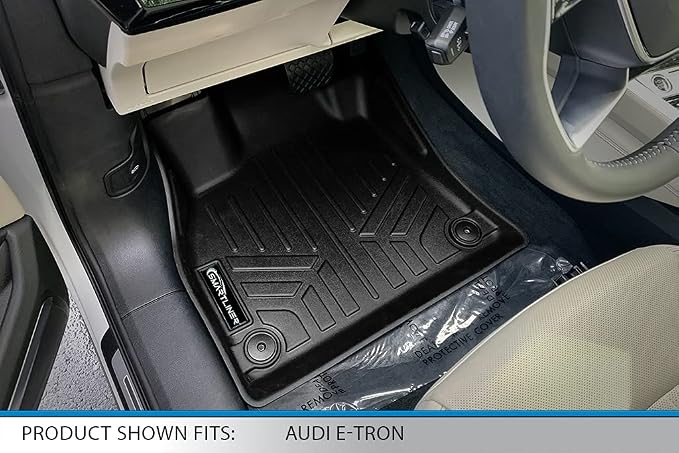 SMARTLINER All Weather Custom Fit Black 2 Row Floor Mats and Cargo Liner Set Compatible with 2019-2022 Audi E-Tron/E-Tron Sportback (Only fits Without 2nd Row Retentions)