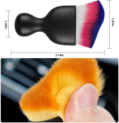 Blilo Car Interior Detailing Brush with Dust Cover, Auto Soft Hair Cleaning Brushes, Scratch Free Curved Dirt Collectors, for Vehicle Dashboard Air Conditioner Vents Leather(Red/Blue)
