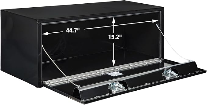 Buyers Products 1702310 Black Steel Underbody Truck Tool Box – 18 x 18 x 48 Inch - Truck Bed & Underbelly RV Storage Box, Locking T-Latch, Weather-Resistant, Heavy-Duty Flatbed Job Box, Made in USA
